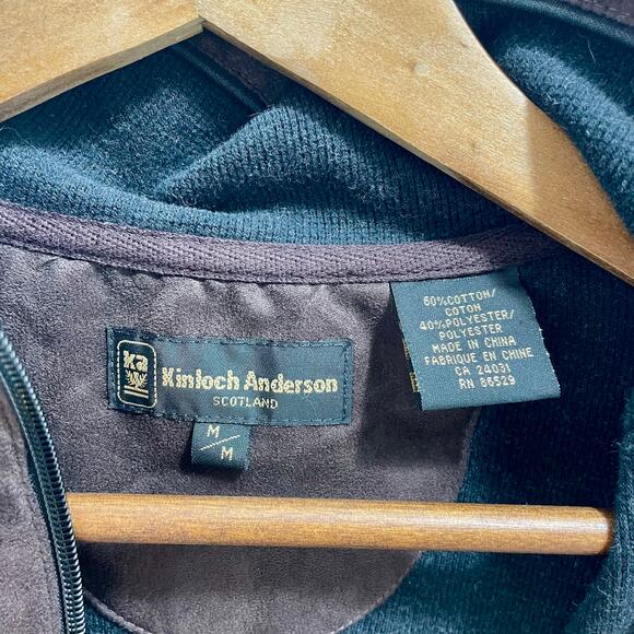 Vintage 90s Kinloch Anderson Knit Cardigan Sweater Faux Suede- Size Medium - Picture 6 of 10